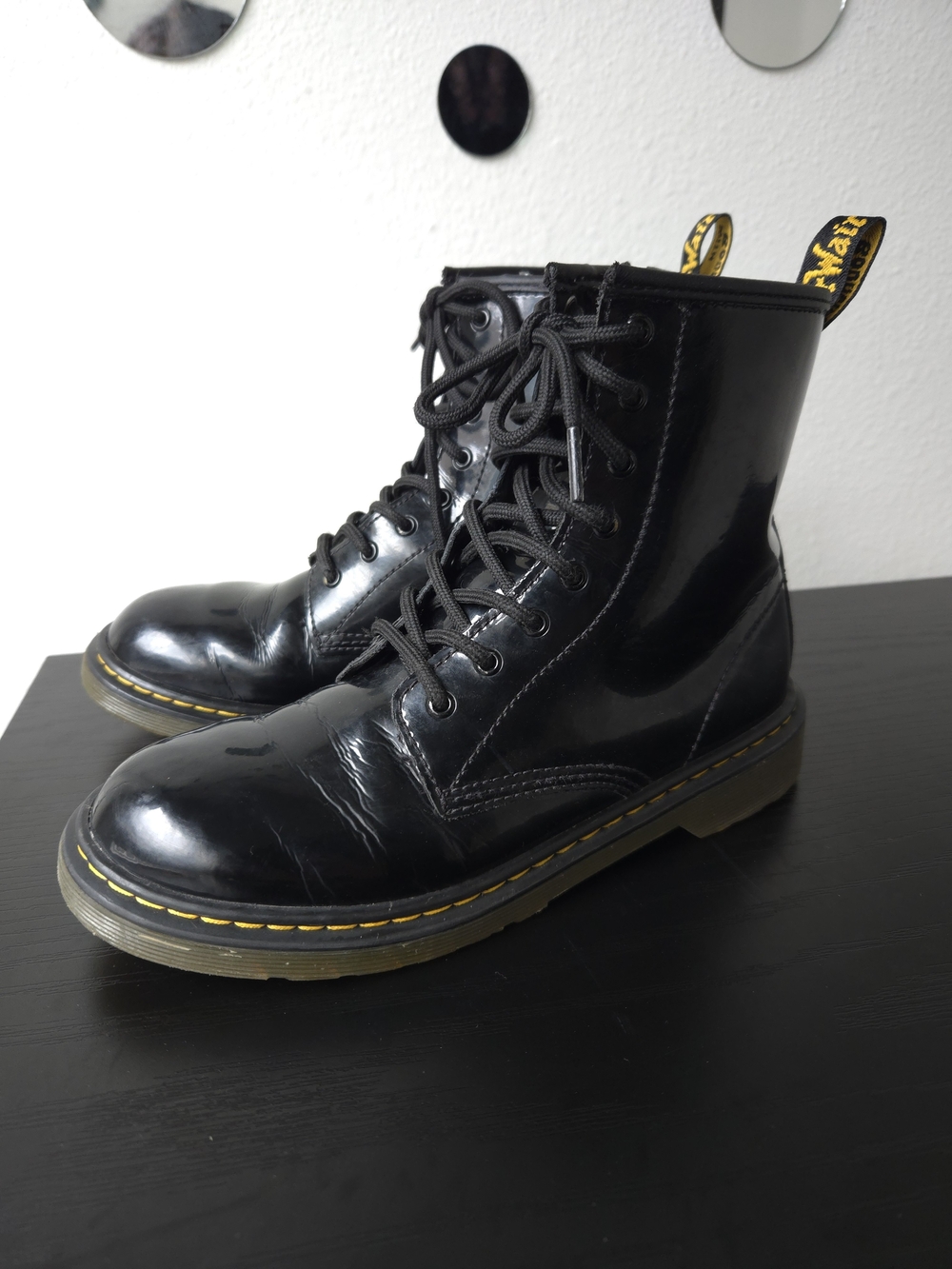 Dr. Martens 1460 8-Eye Smooth Black Patton Leather Lace-Up Boots